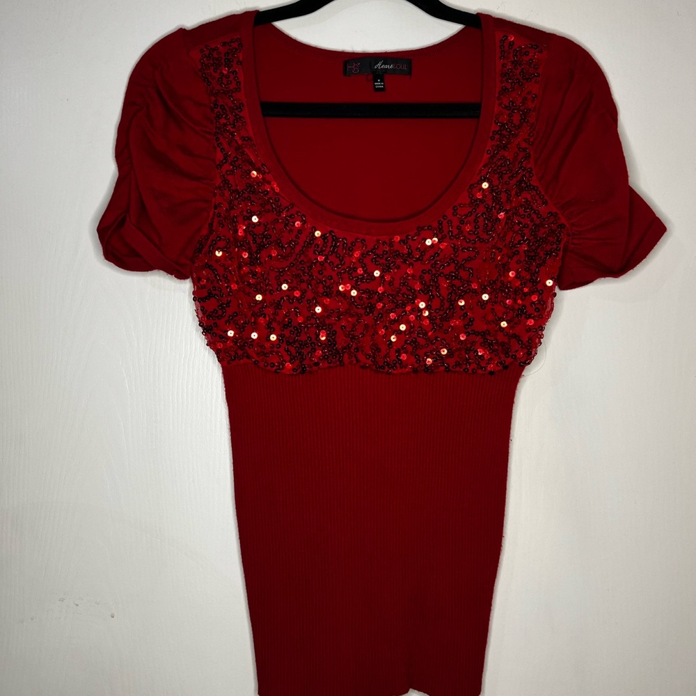 Sequined Red Blouse